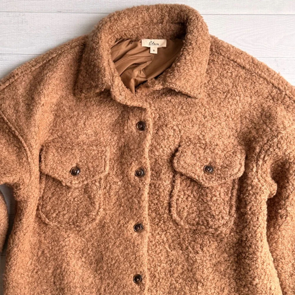 NWOT Elan Tan Sherpa Shacket Size S - Picture 4 of 7